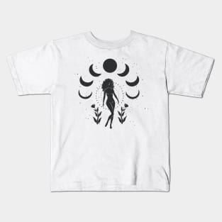 Walking Moon Phases Goddess Kids T-Shirt